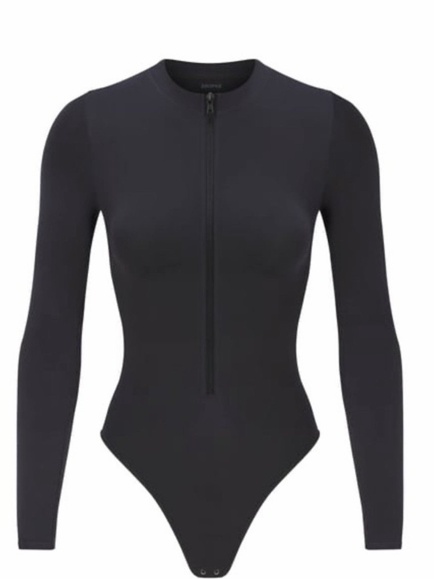 Skims Zip Up Long Sleeve Bodysuit